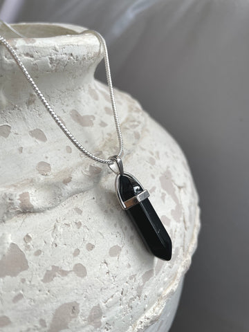 Black Agate Pencil Pendant