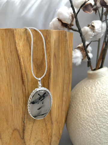 Black Rutile Oval Pendant
