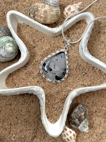 Black Rutile Pear Pendant