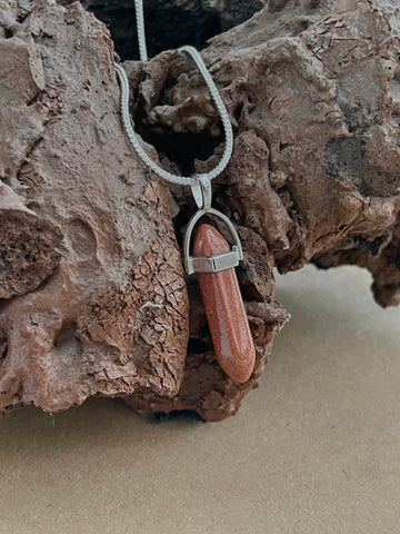 Brown Sunstone Pencil Pendant