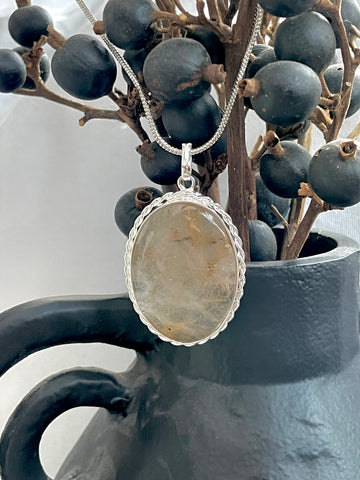 Copper Rutile Oval Pendant