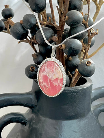 Rhodochrosite Oval Pendant