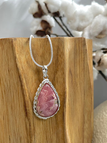 Rhodochrosite Pear Pendant