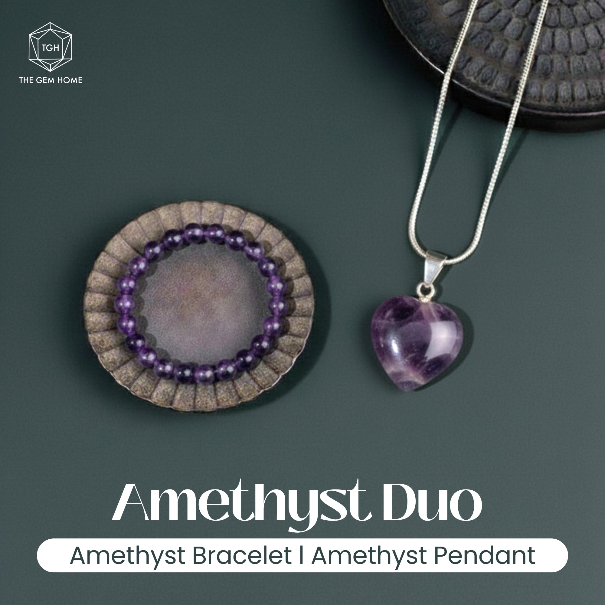 Calm Focus Duo - Amethyst Bracelet + Amethyst Pendant
