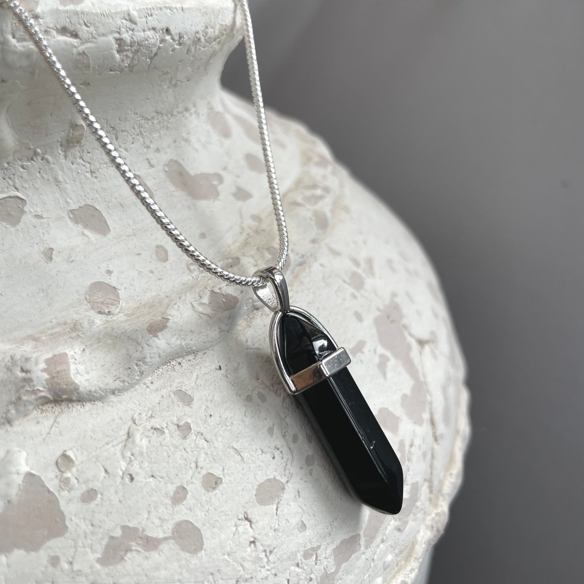 Black Agate Pencil Pendant