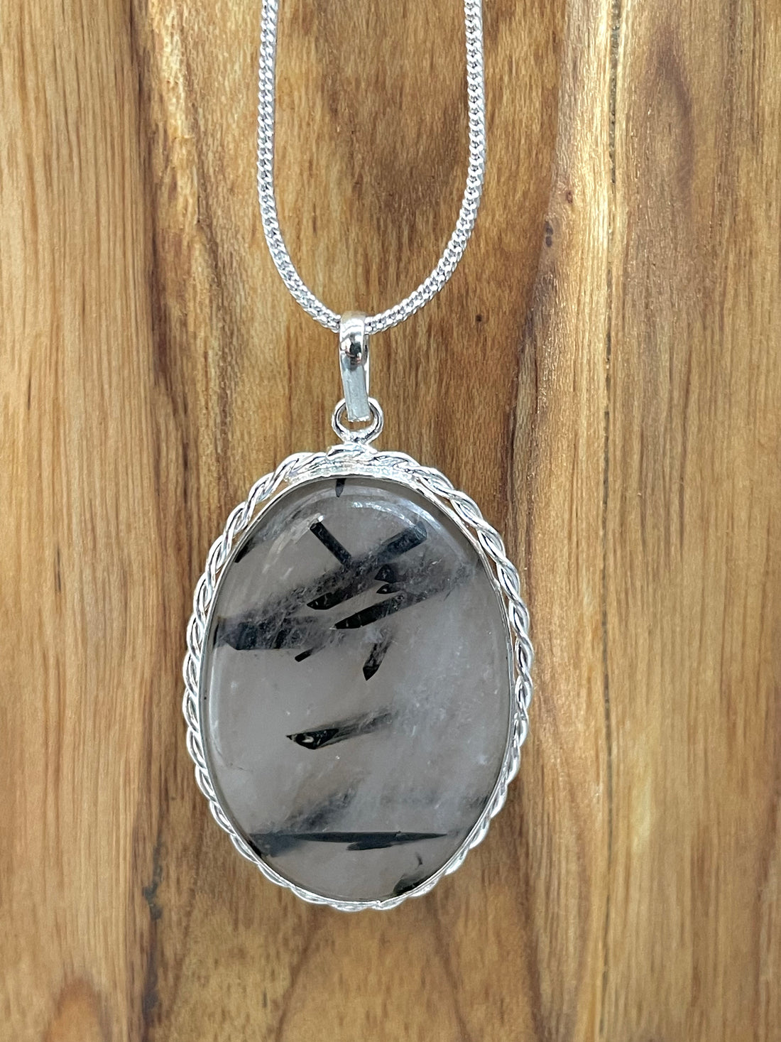 Black Rutile Oval Pendant