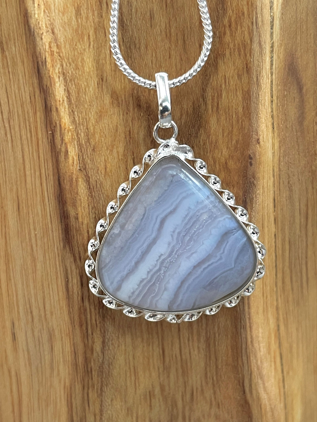 Blue Lace Agate Pear Pendant