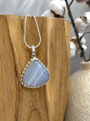 Blue Lace Agate Pear Pendant