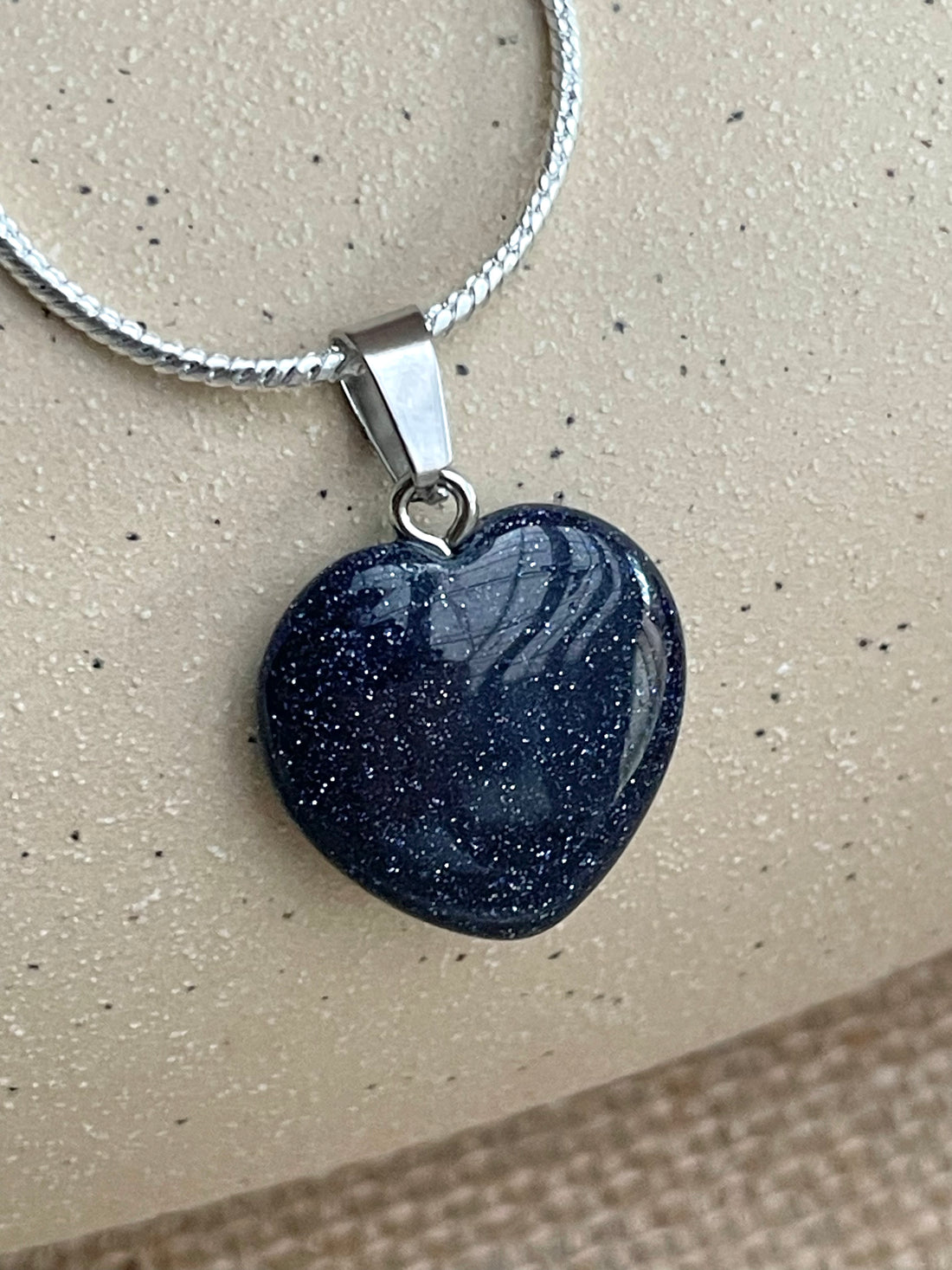 Blue Sunstone Heart Pendant