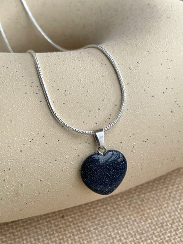 Blue Sunstone Heart Pendant