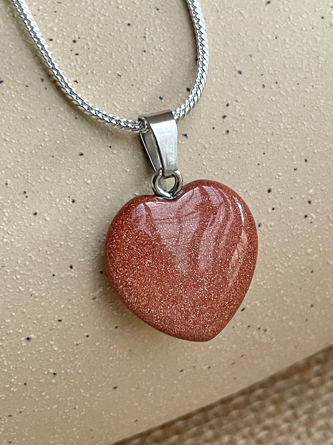 Brown Sunstone Heart Pendant