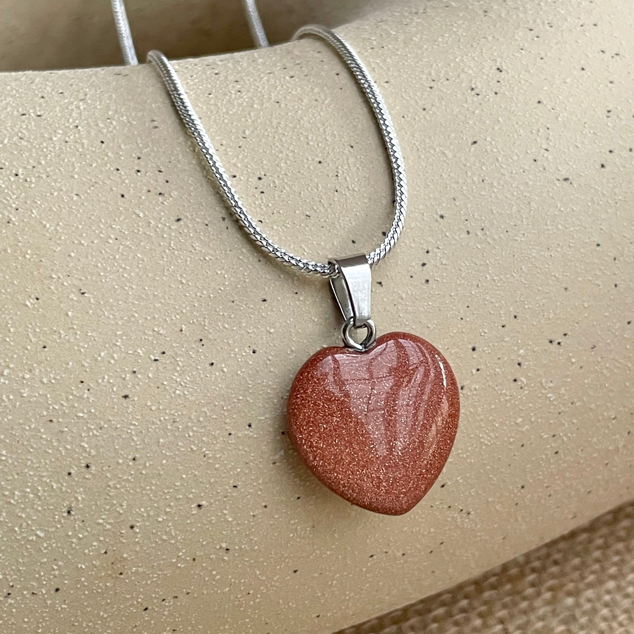 Brown Sunstone Heart Pendant