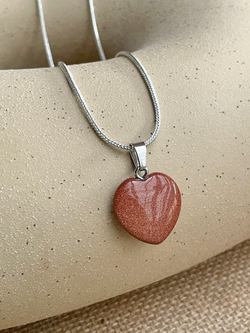 Brown Sunstone Heart Pendant
