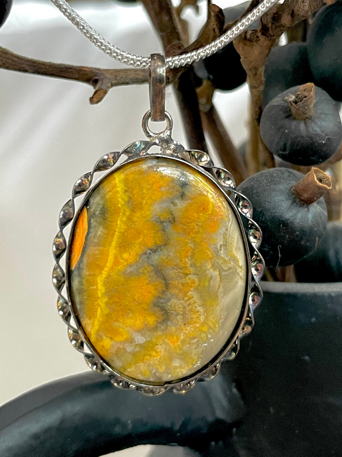 Bumblebee Jasper Oval Pendant