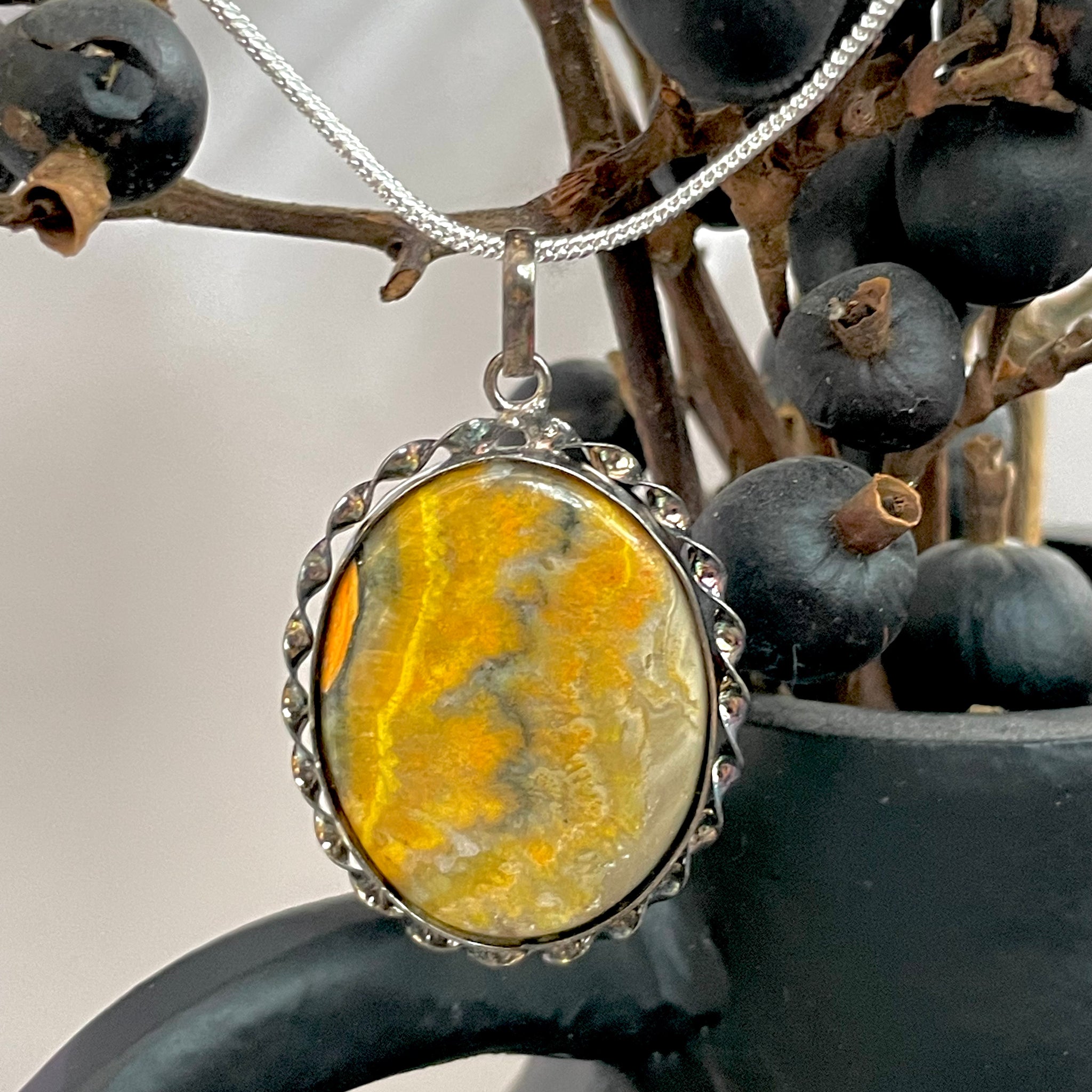 Bumblebee Jasper Oval Pendant