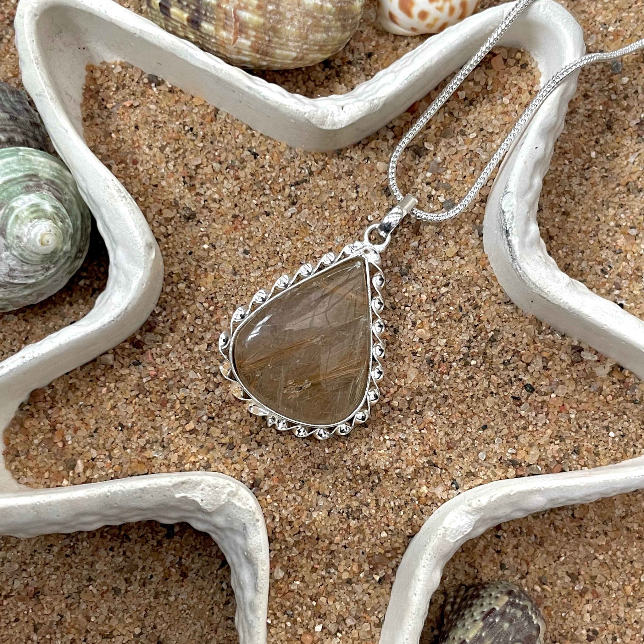 Copper Rutile Pear Pendant