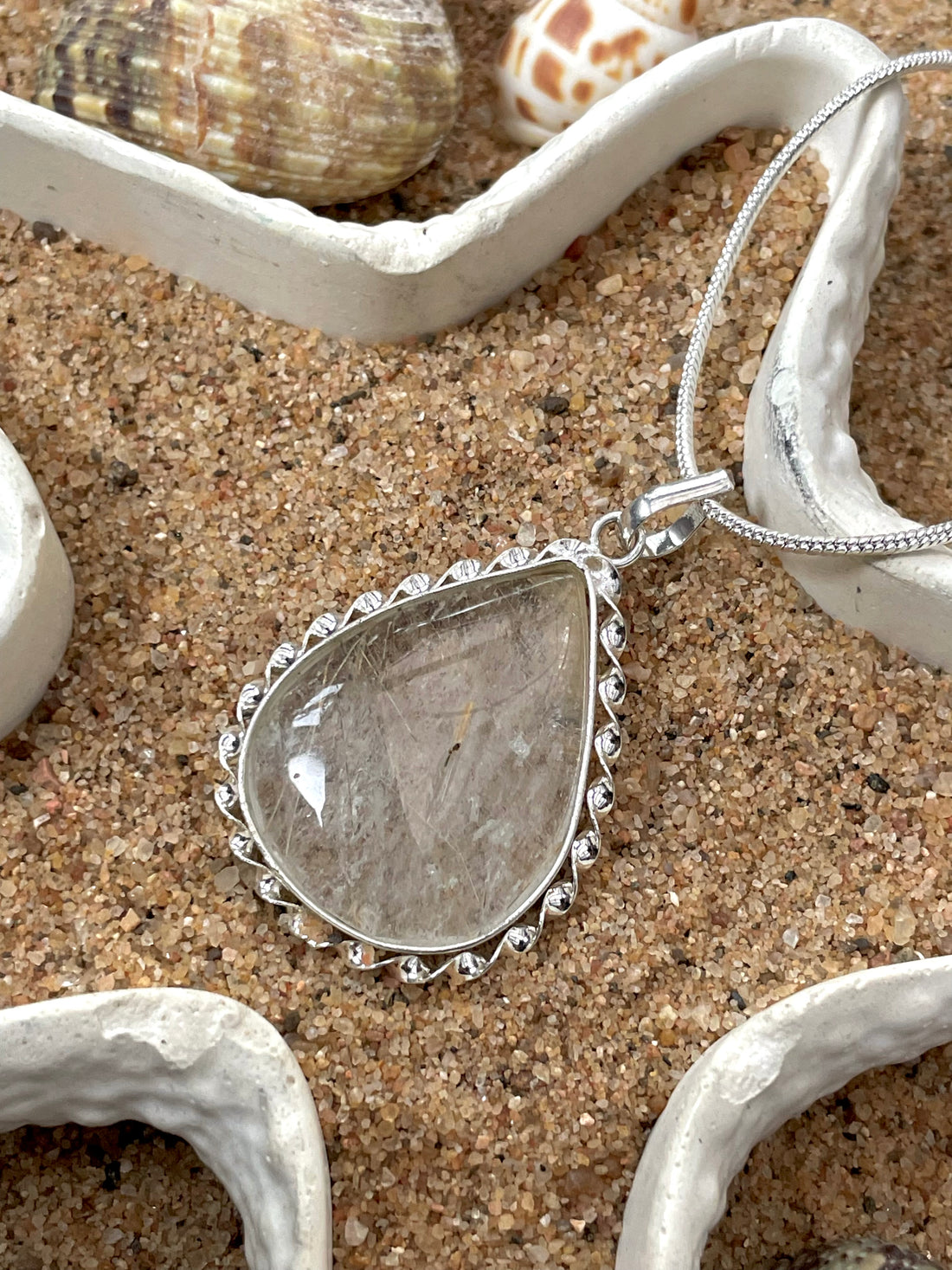 Golden Rutile Pear Pendant