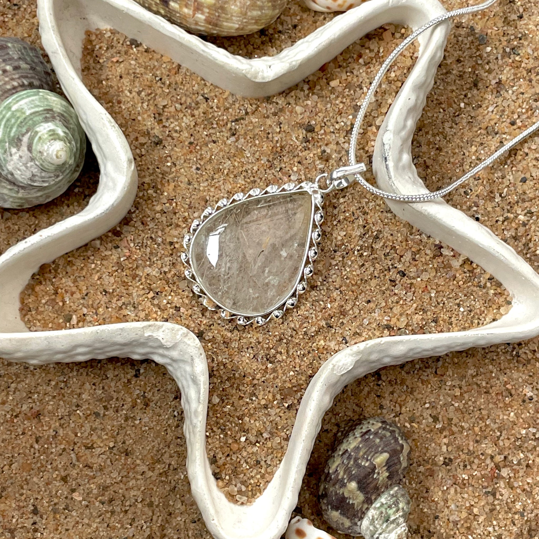 Golden Rutile Pear Pendant