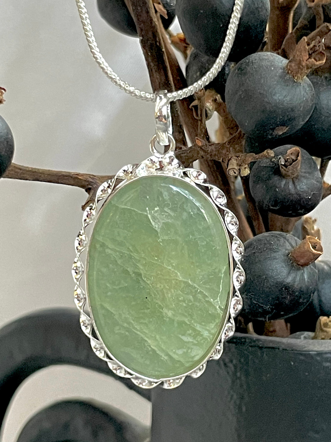 Green Fluorite Oval Pendant