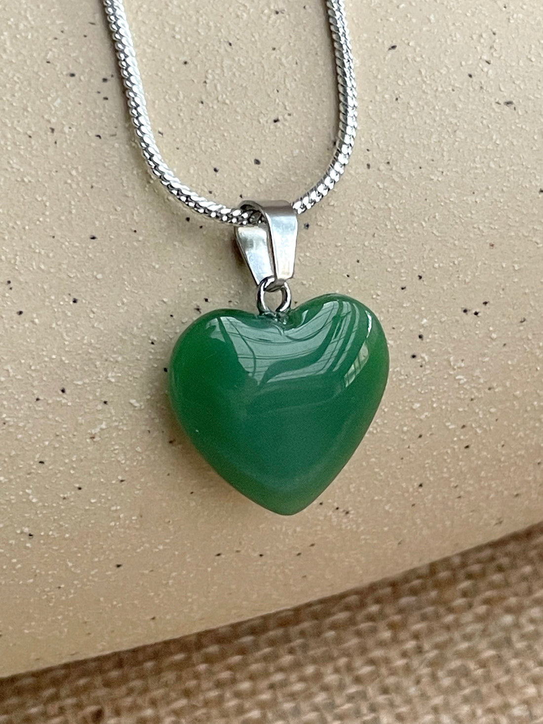 Green Jade Heart Pendant