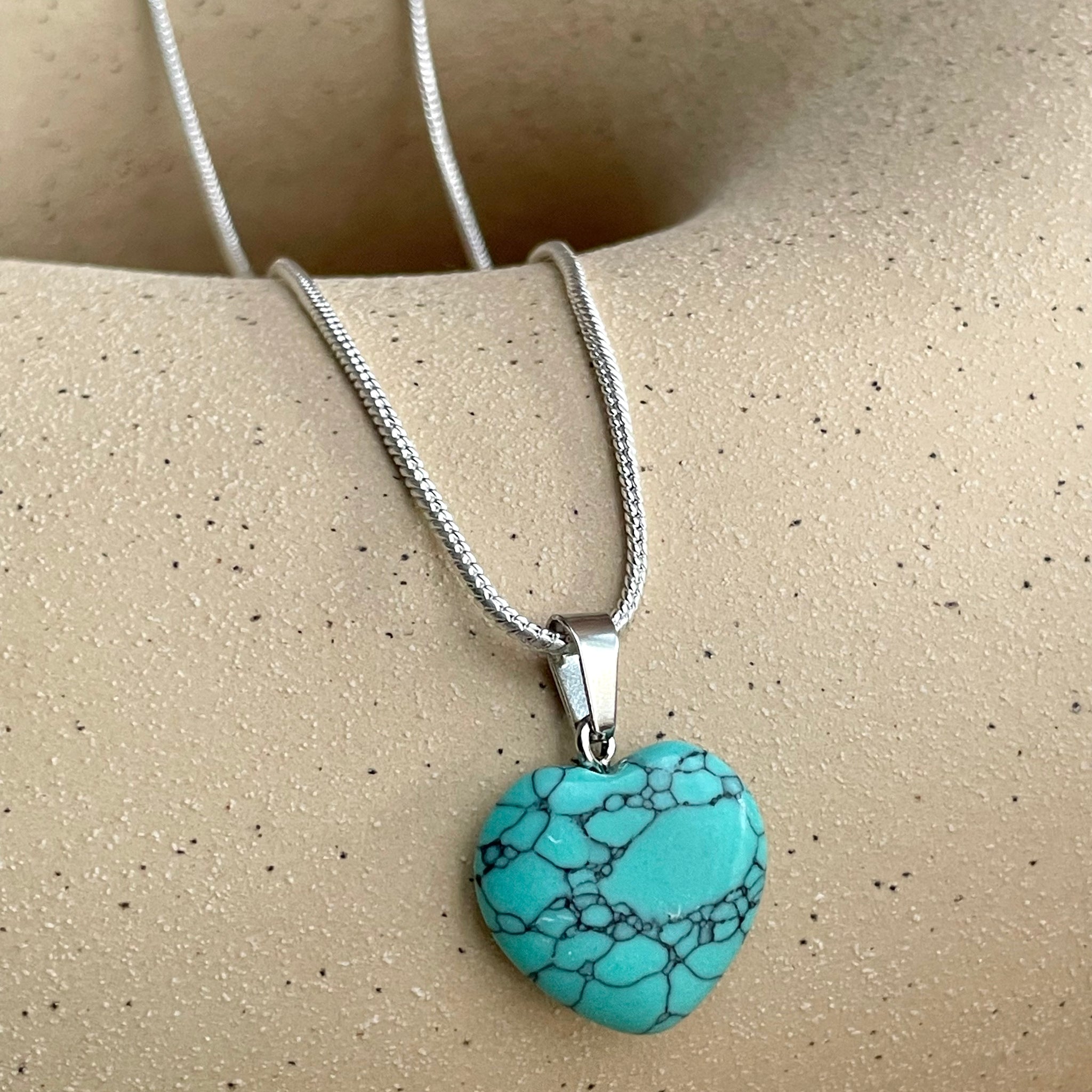 Green Turquoise Heart Pendant