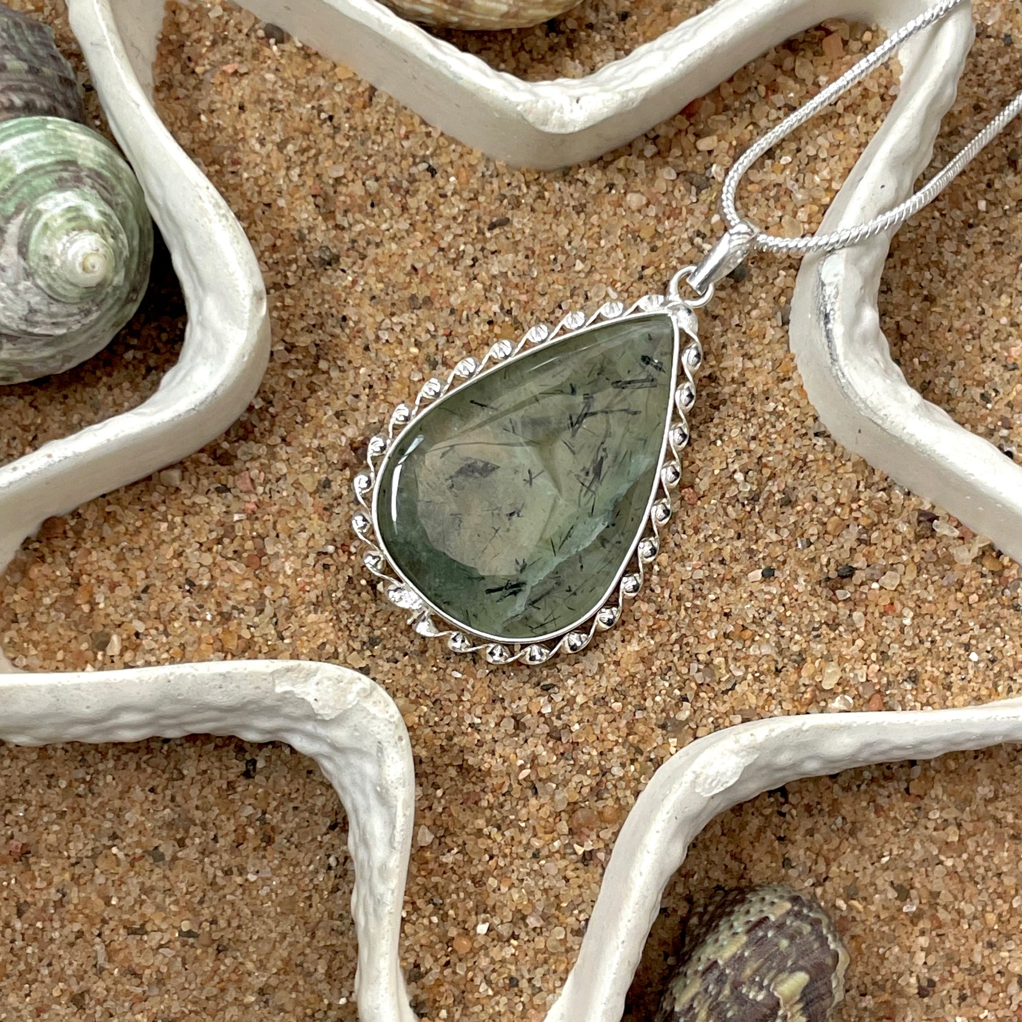 Prehnite Pear Pendant