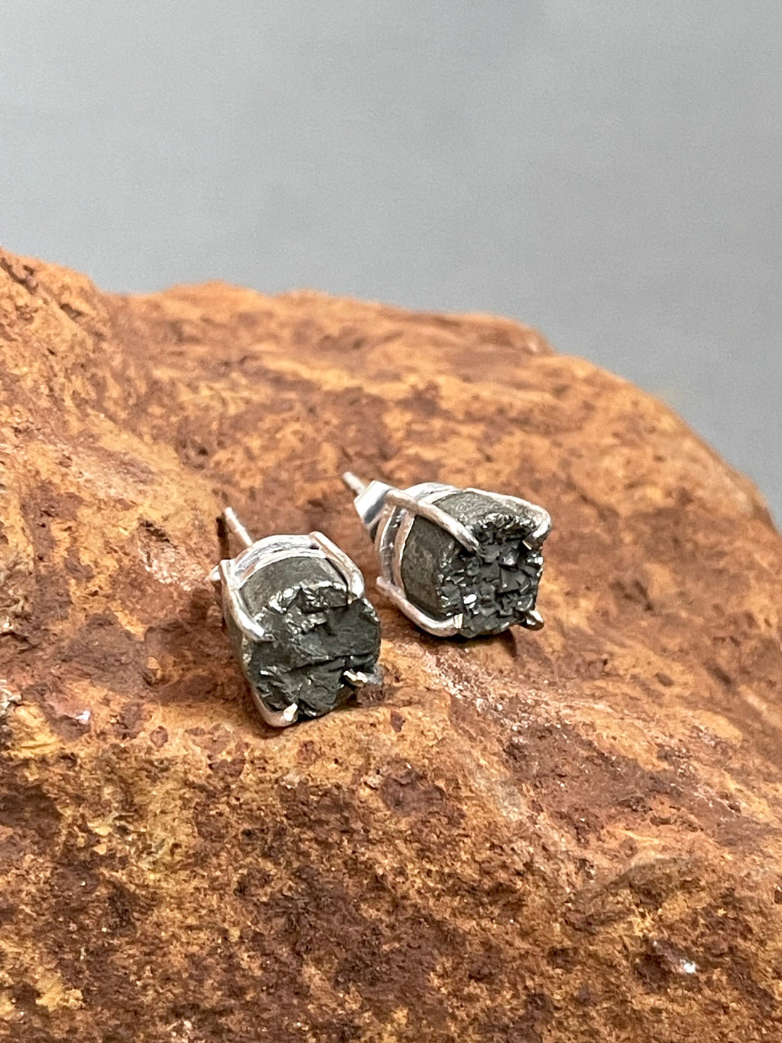 Raw Pyrite Stud Earrings
