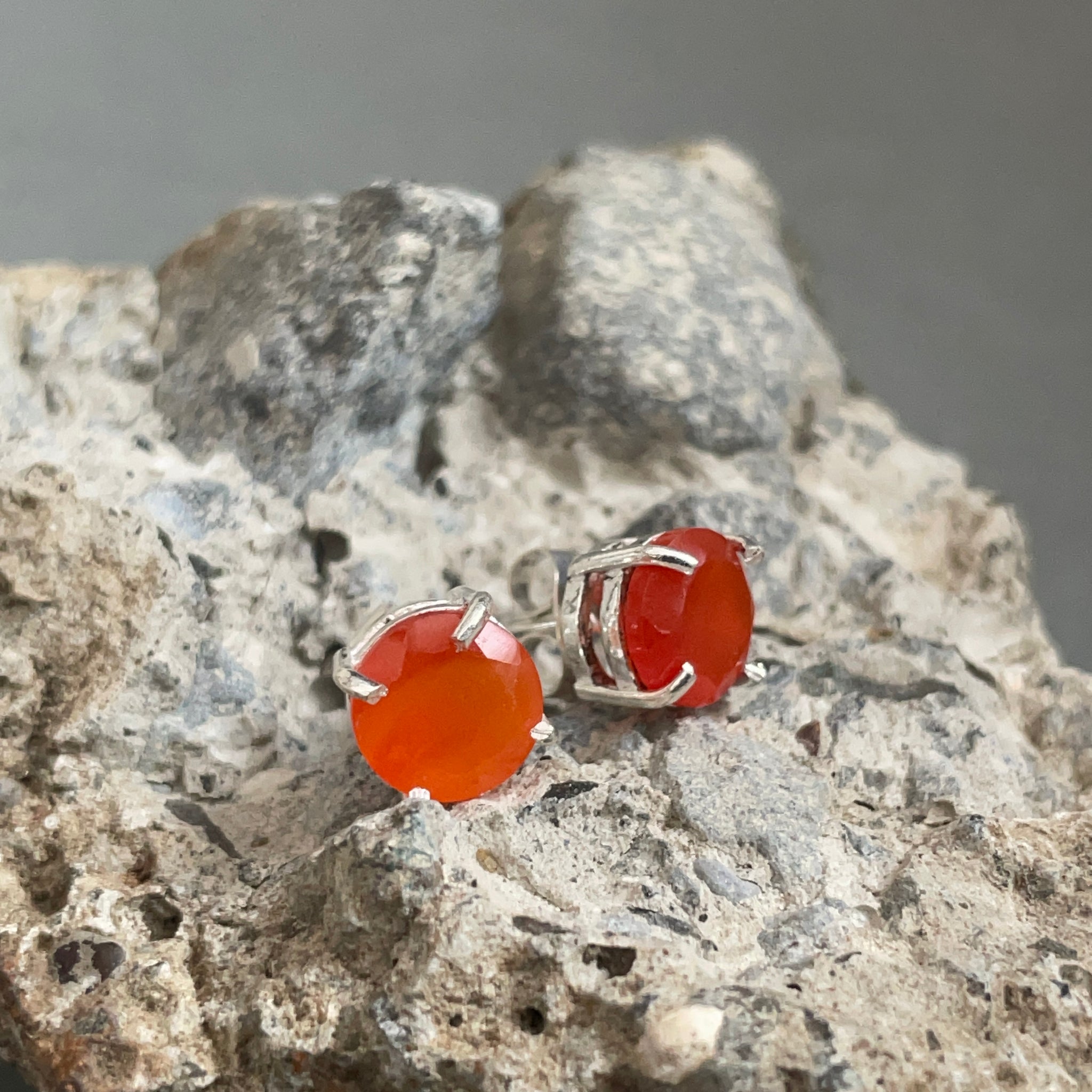 Red Carnelian Stud Earrings