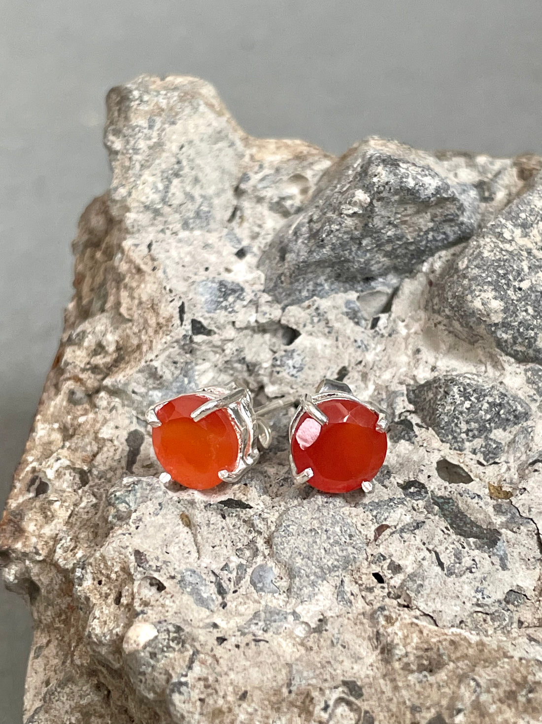 Red Carnelian Stud Earrings