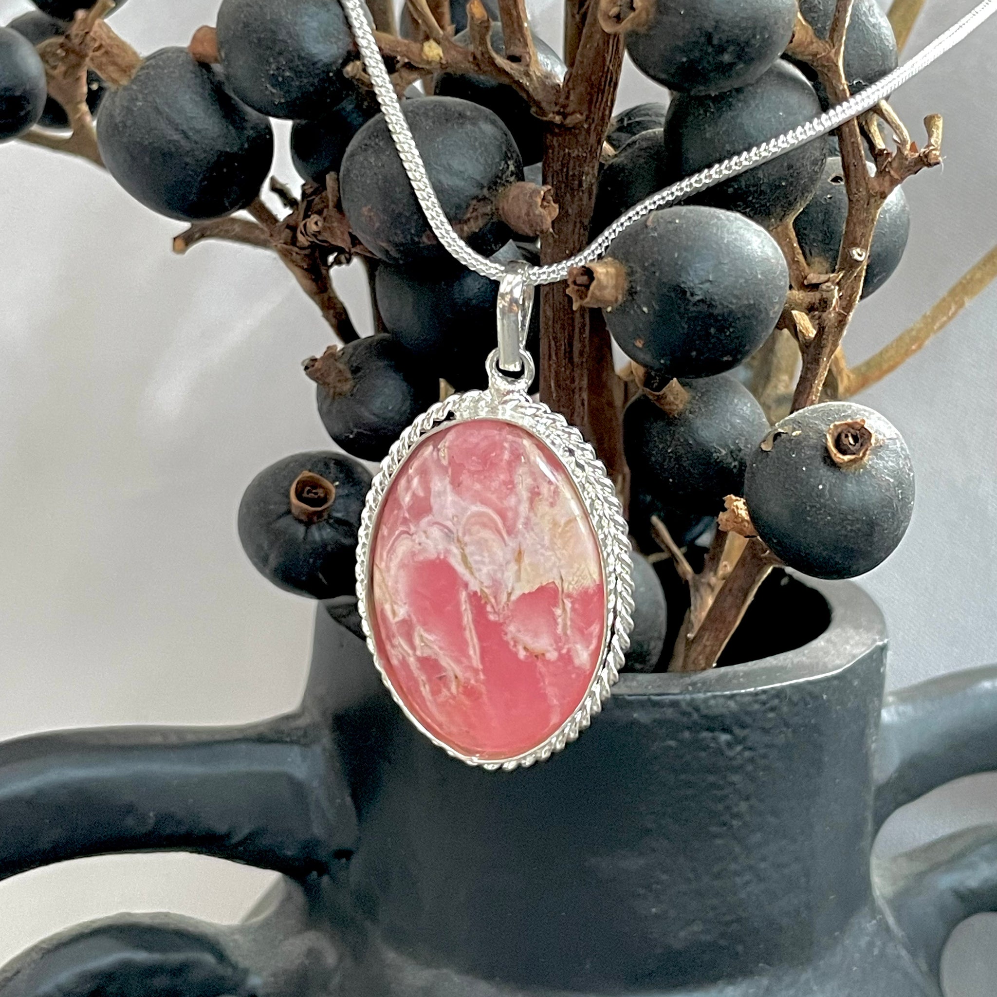 Rhodochrosite Oval Pendant