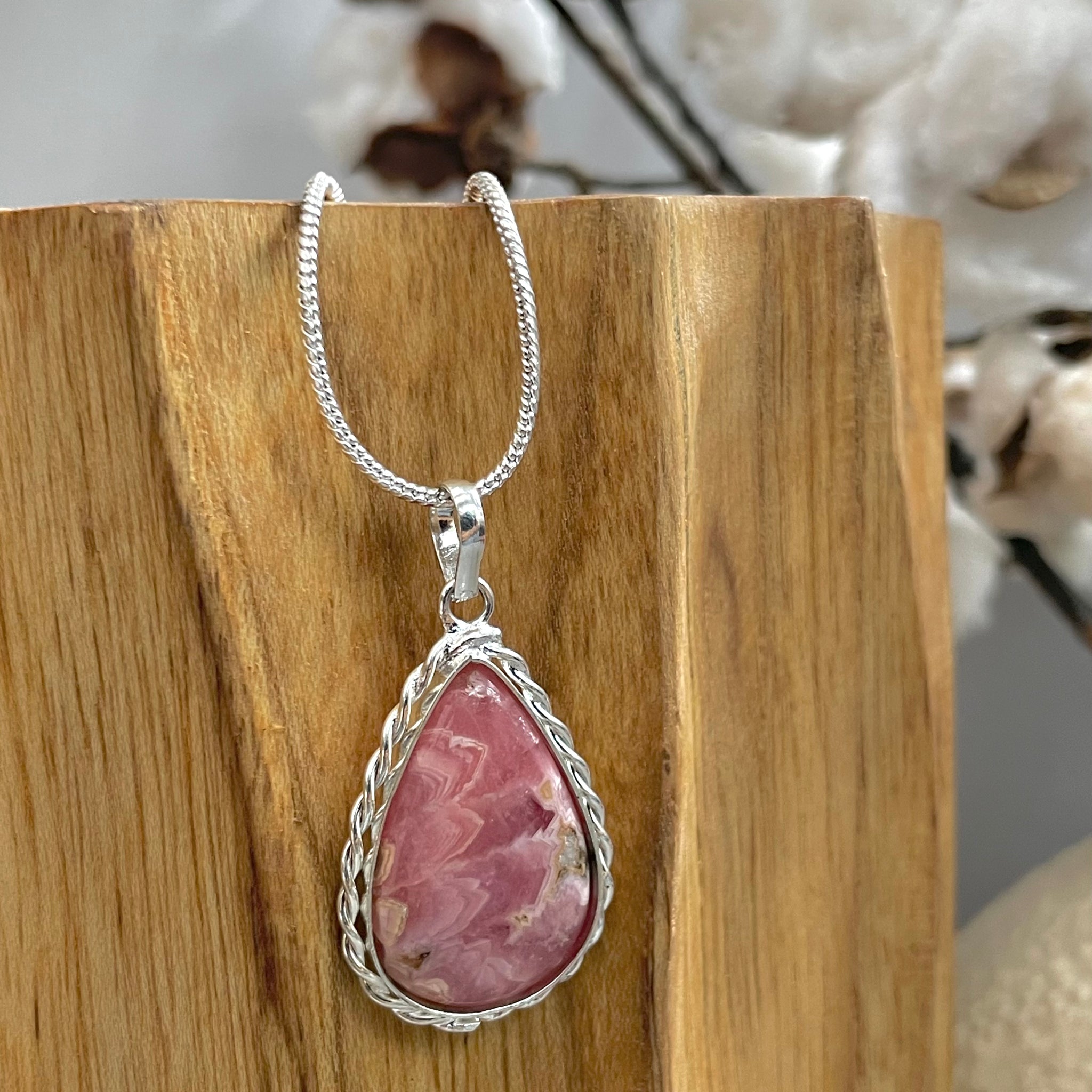 Rhodochrosite Pear Pendant